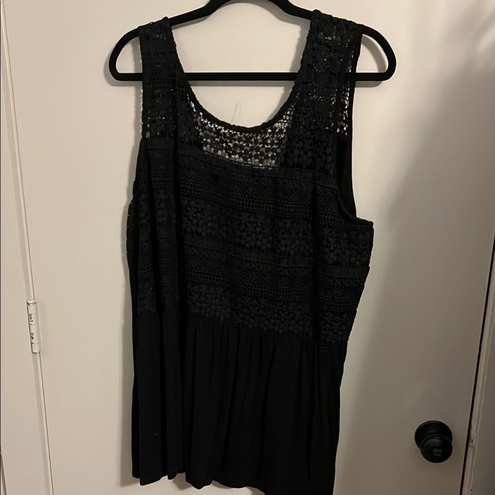 Lane Bryant Black Tank Top with Embellished Neckline